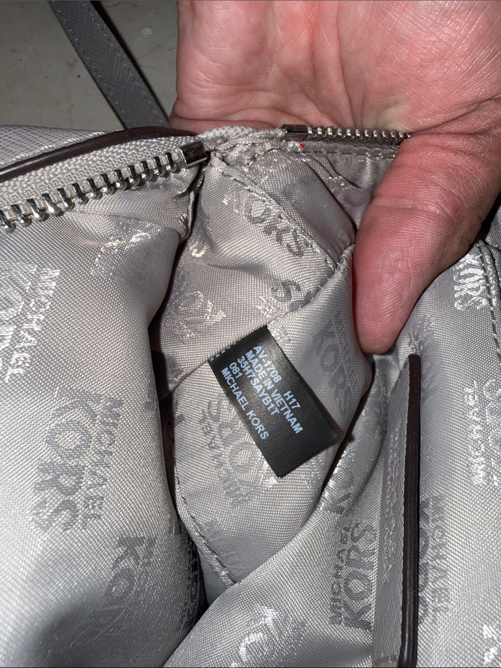 Michael Kors Light Gray Perforated Mini Backpack - Picture 8 of 8